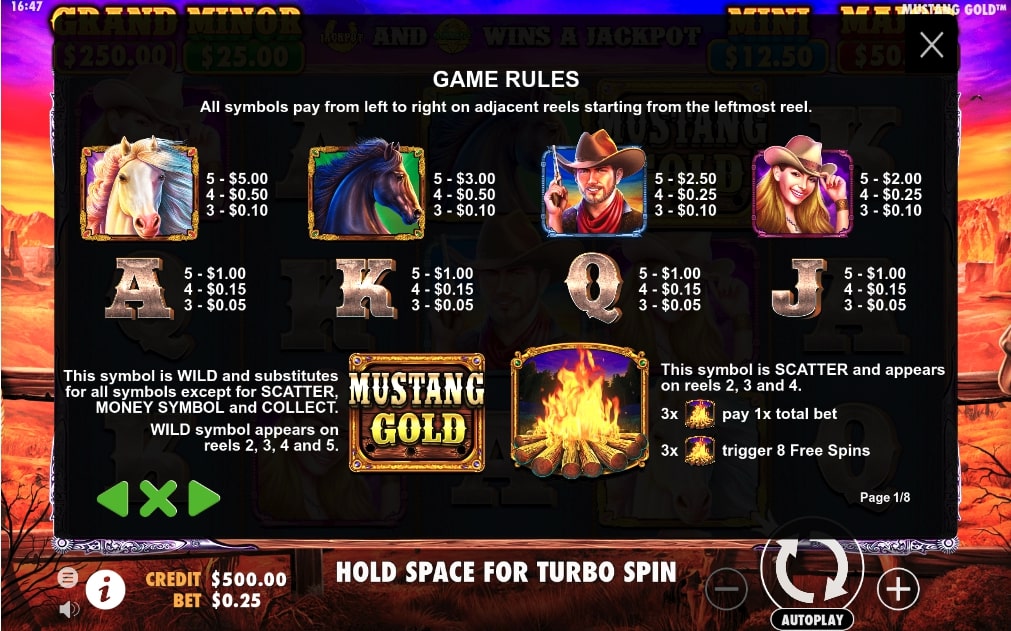 Mustang Gold Slot Game Rules